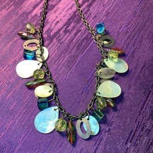 2/$20 Blue Yellow Glass Beads MOP Shell Necklace